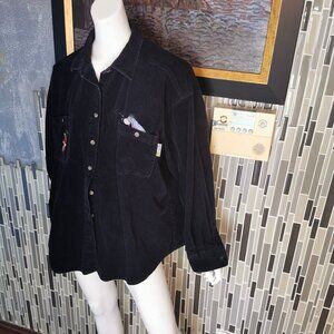 Disney Pooh Woman's Corduroy Navy Long Sleeve Shirt X Large 0287